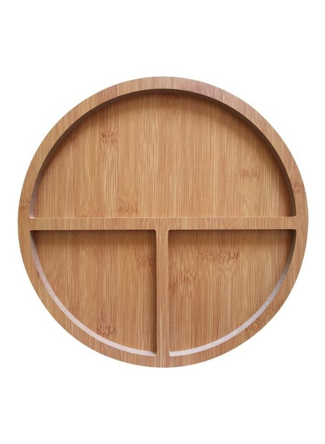 Round Shape Bamboo Food Decorative Tray Brown 29cm - Image 1