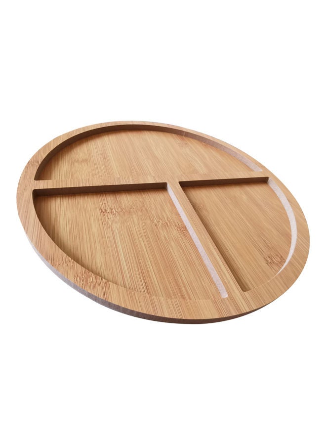 Round Shape Bamboo Food Decorative Tray Brown 29cm - Image 2