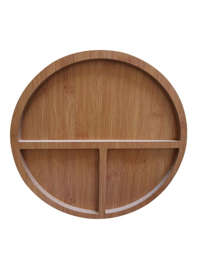 Round Shape Bamboo Food Decorative Tray Brown 29cm - Image 3