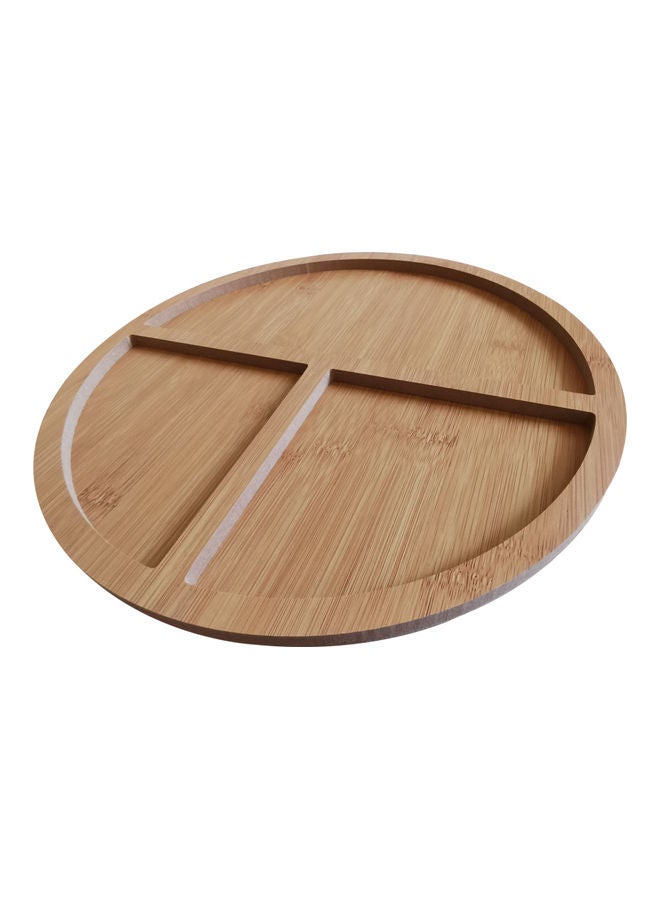 Round Shape Bamboo Food Decorative Tray Brown 29cm - Image 4
