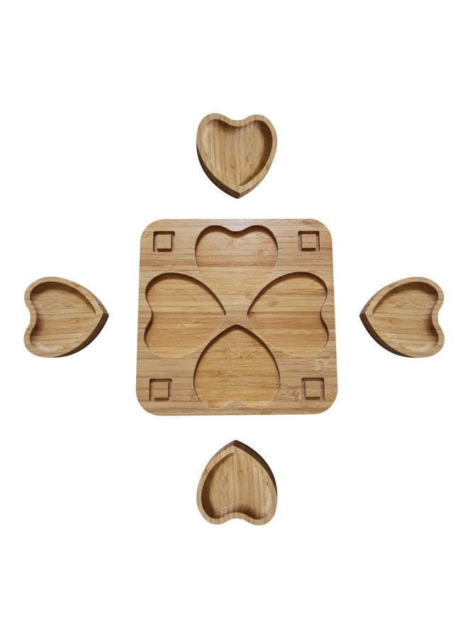 Heart Shaped Bamboo Food Serving Platter Brown 24cm - Image 2