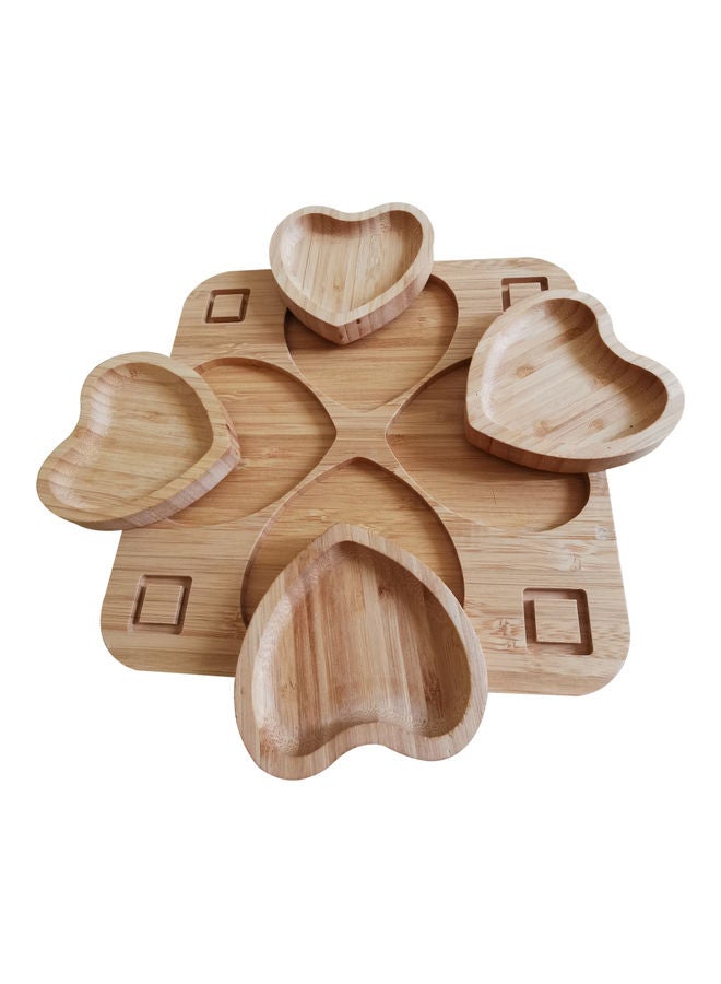 Heart Shaped Bamboo Food Serving Platter Brown 24cm - Image 3