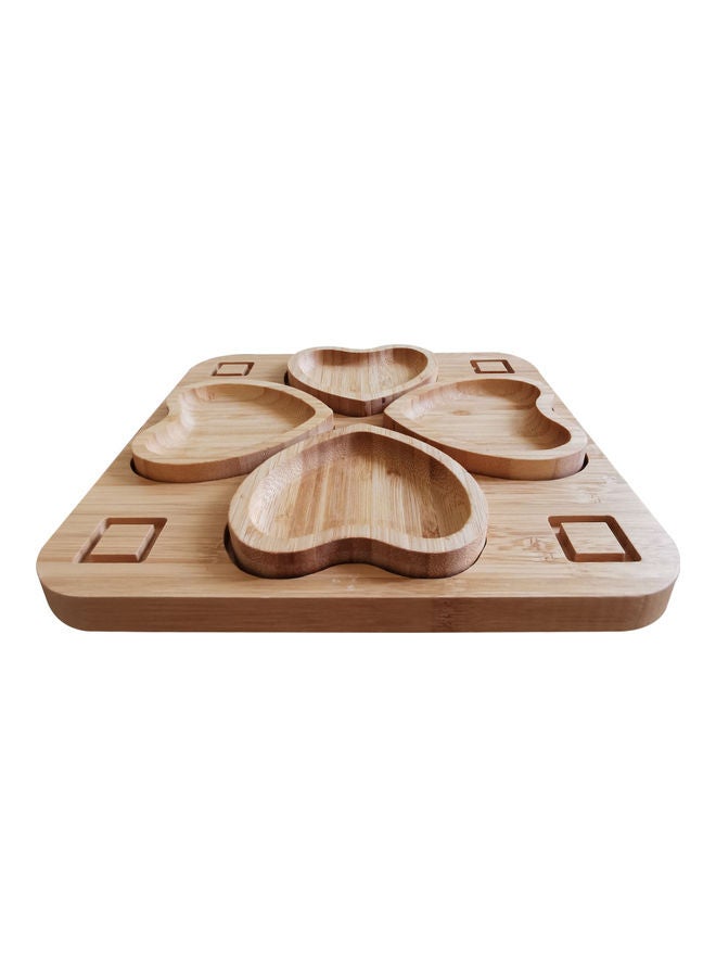 Heart Shaped Bamboo Food Serving Platter Brown 24cm - Image 4