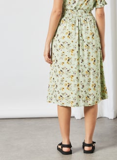 Floral Print Midi Skirt Pastel Green/Flowers - v1629725990/N43716990V_3