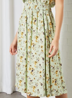 Floral Print Midi Skirt Pastel Green/Flowers - v1629725990/N43716990V_4