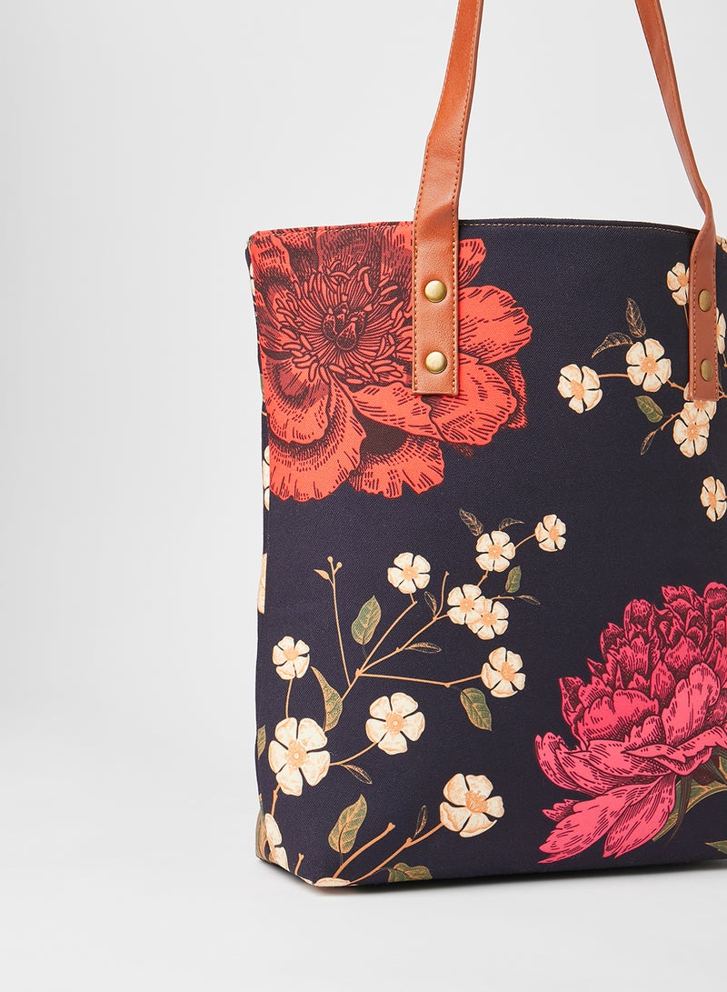 DailyObjects Midnight Chrysanthemums Classic Tote Bag Multicolour  - Image 2