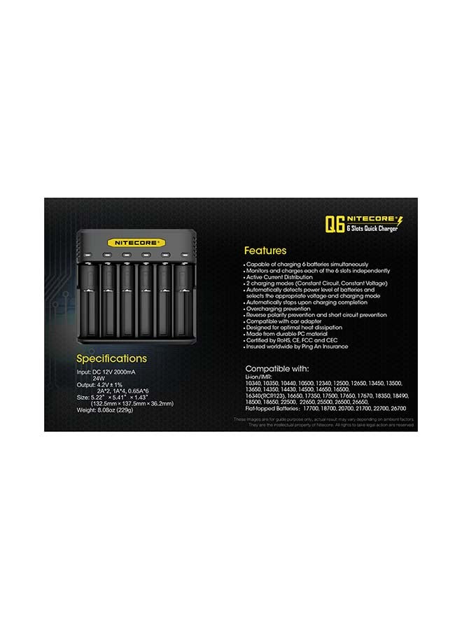 NITECORE Q6 Six Bay Lithium-Ion Battery Charger - Image 2