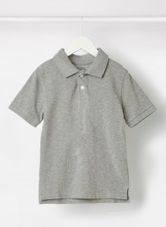 Boys Basic Cotton Polo Light Grey