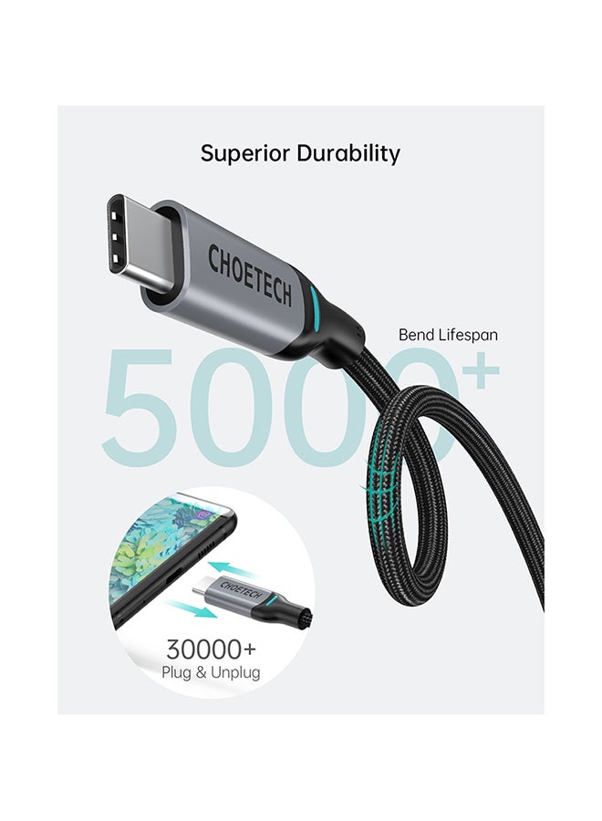 تشوتيك كابل مضفر للتوصيل من منفذ USB C إلى USB C بطول 6 أقدام (100 وات) أسود - Image 2