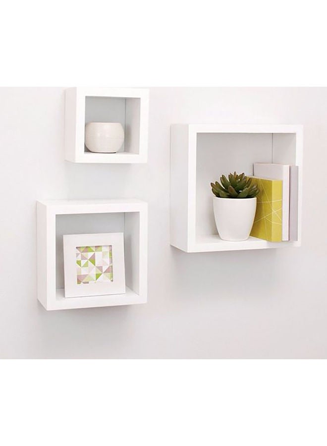 3-Piece Solid Wood Wall Mounted Floating Shelves For Books And Accessories White 40x40cm - v1629778457/N50357319A_3