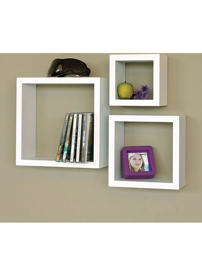 3-Piece Solid Wood Wall Mounted Floating Shelves For Books And Accessories White 40x40cm - v1629778457/N50357319A_4