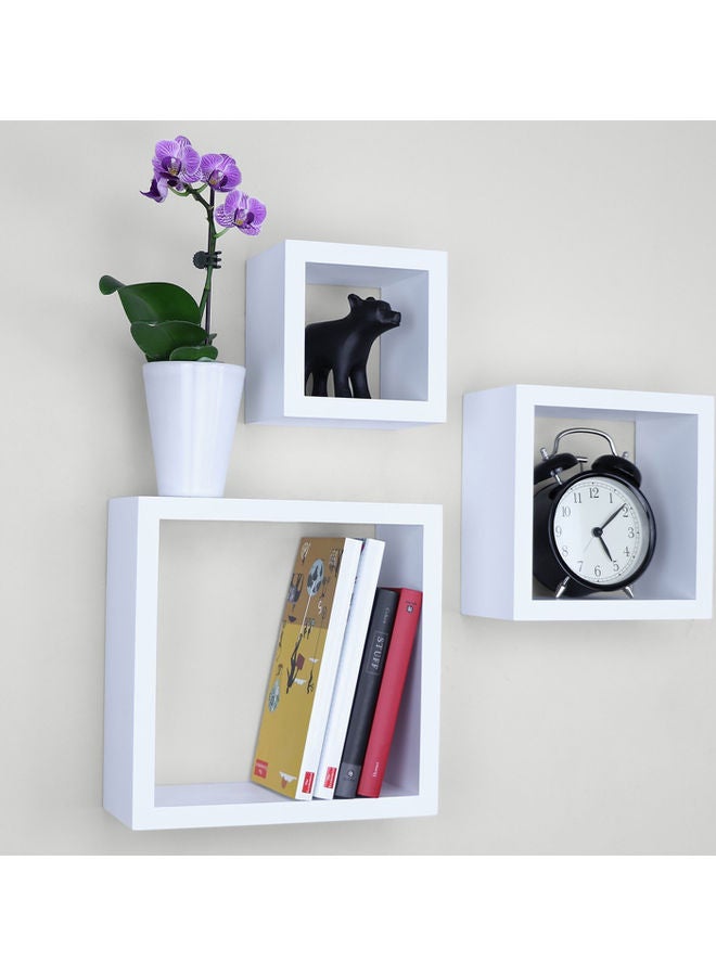 3-Piece Solid Wood Wall Mounted Floating Shelves For Books And Accessories White 40x40cm - v1629778457/N50357319A_5