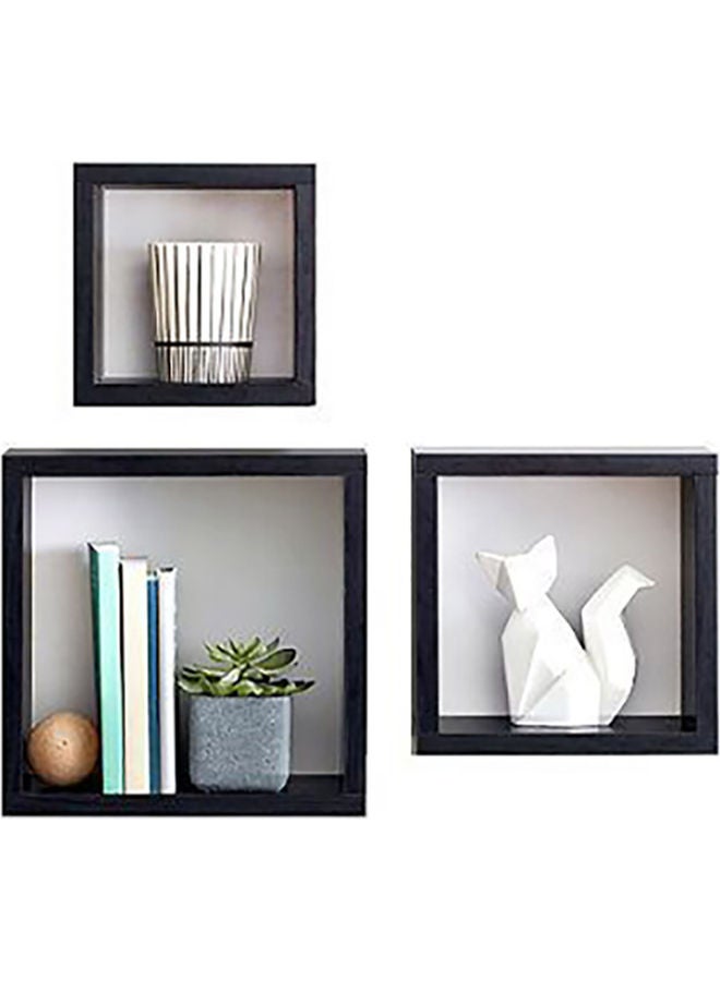 MODERN HOME - 3-Piece Solid Wood Wall Mounted Floating Shelves For Books And Accessories Black 40x40cm - Image 1