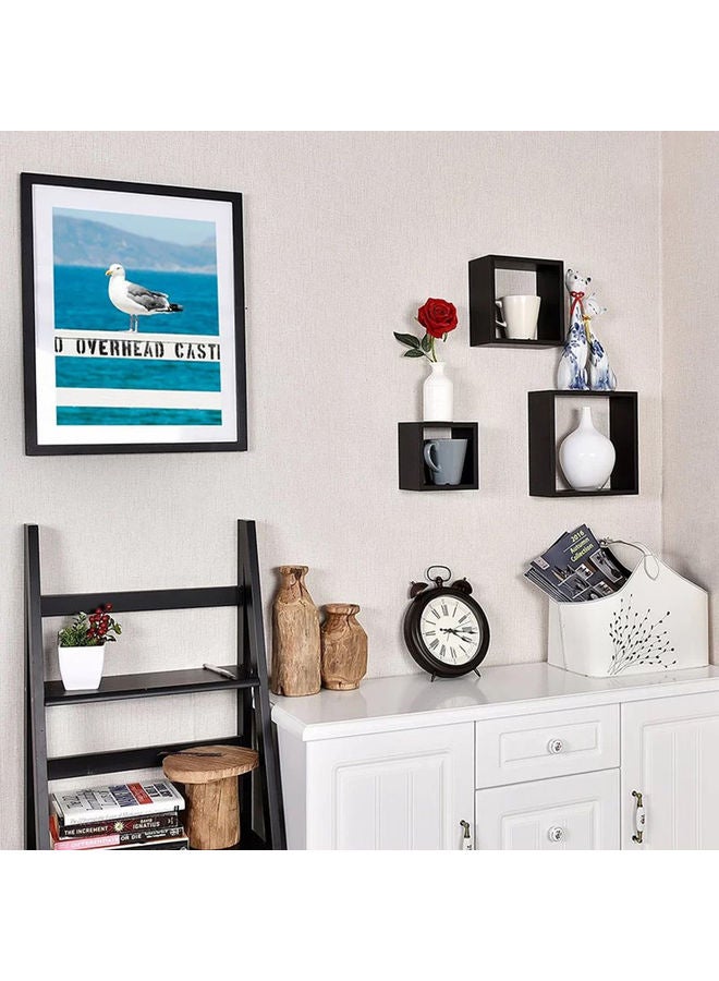 MODERN HOME - 3-Piece Solid Wood Wall Mounted Floating Shelves For Books And Accessories Black 40x40cm - Image 1