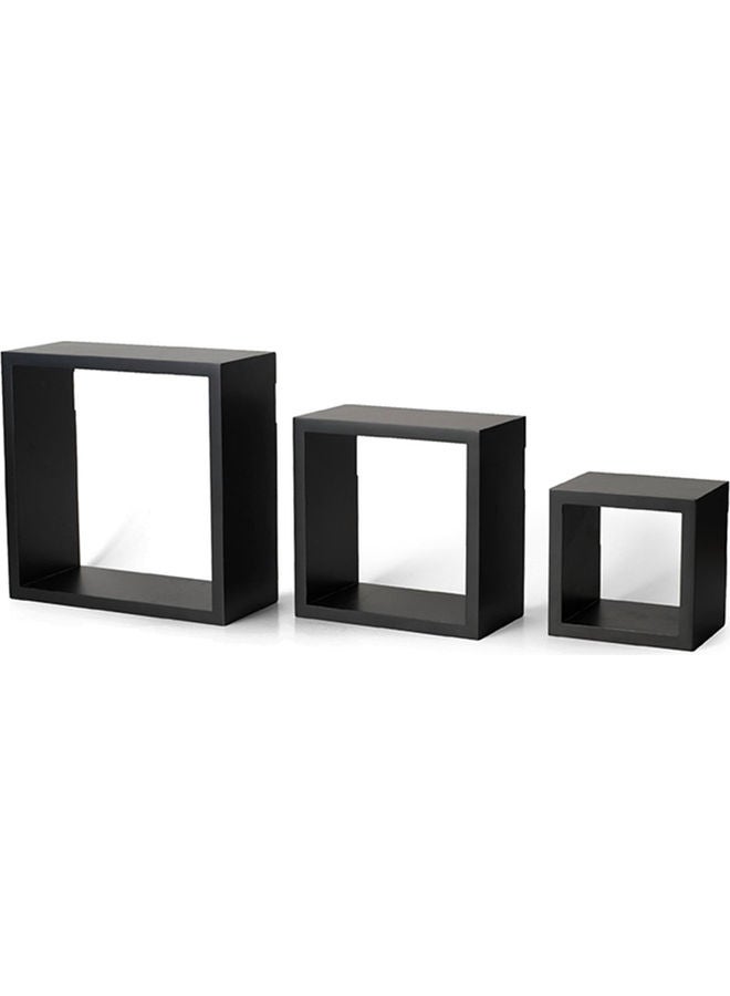 MODERN HOME - 3-Piece Solid Wood Wall Mounted Floating Shelves For Books And Accessories Black 40x40cm - Image 1