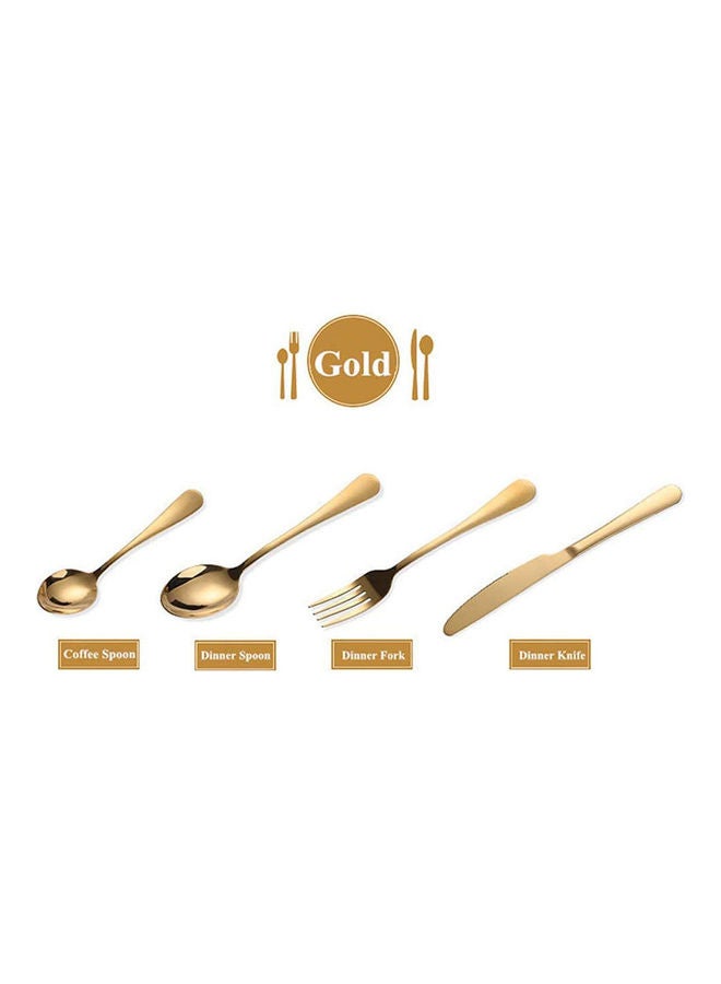 عربست طقم أدوات مائدة من الستانلس ستيل مكون من 24 قطعة ذهبي - Image 3