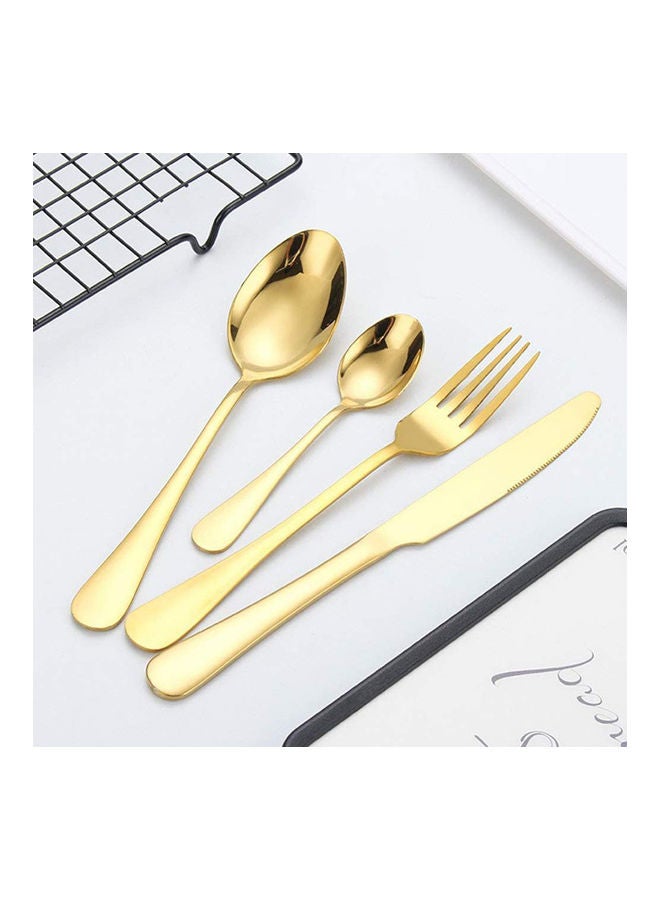 عربست طقم أدوات مائدة من الستانلس ستيل مكون من 24 قطعة ذهبي - Image 4