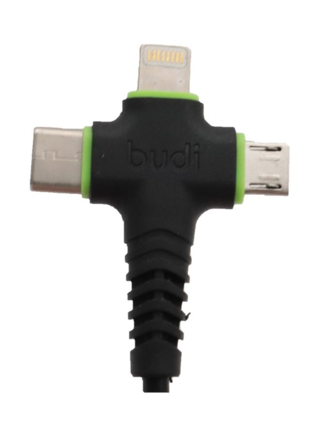 budi 17W Car Charger With 3-In-1 Cable Black  - Image 5