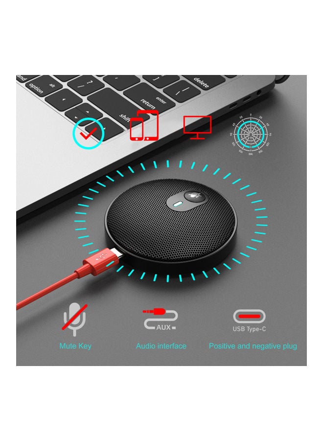 ميكروفون مكثف متعدد الاتجاهات بمنفذ USB أسود - Image 5