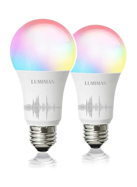 2 Piece Smart LED Color Changing Light Bulb Multicolour