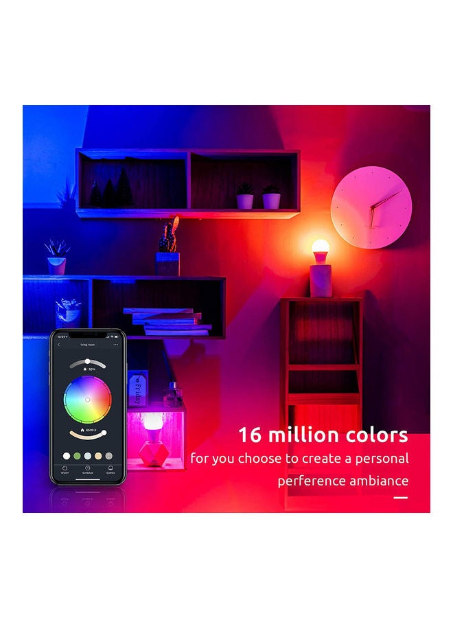 2 Piece Smart LED Color Changing Light Bulb Multicolour