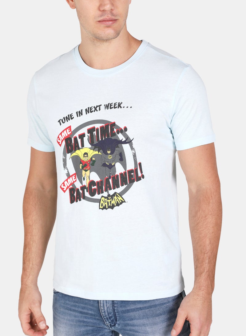 DRIP - Graphic Printed Crew Neck T-Shirt Very Light Blue - Image 1
