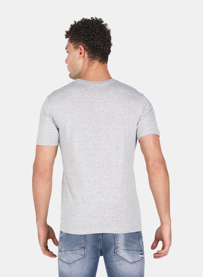 DRIP - Graphic Printed Round Neck T-Shirt Silver - Image 1