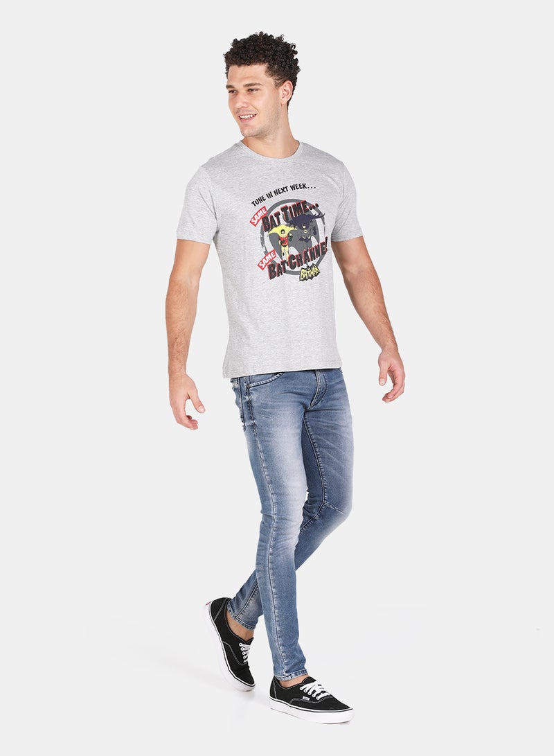 DRIP - Graphic Printed Round Neck T-Shirt Silver - Image 1