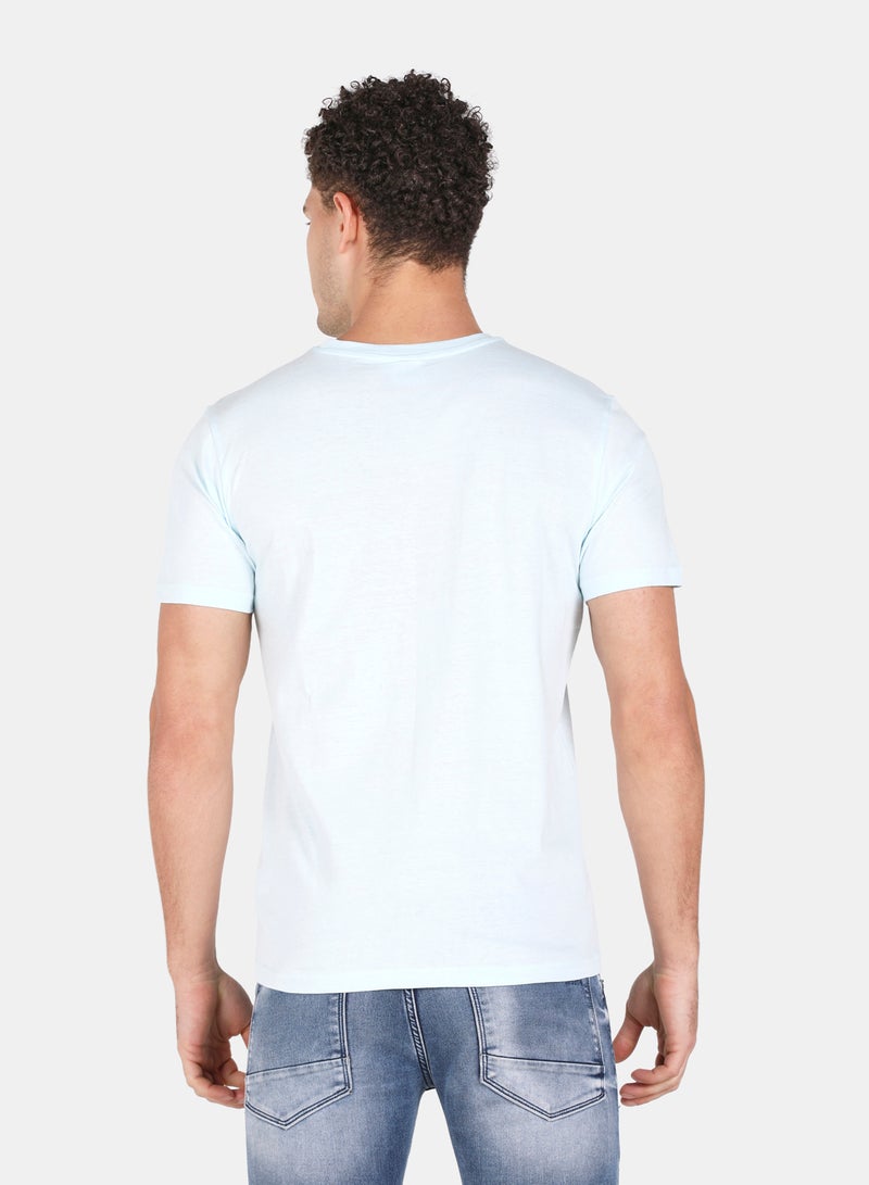 DRIP - Graphic Printed Crew Neck T-Shirt Very Light Blue - Image 1