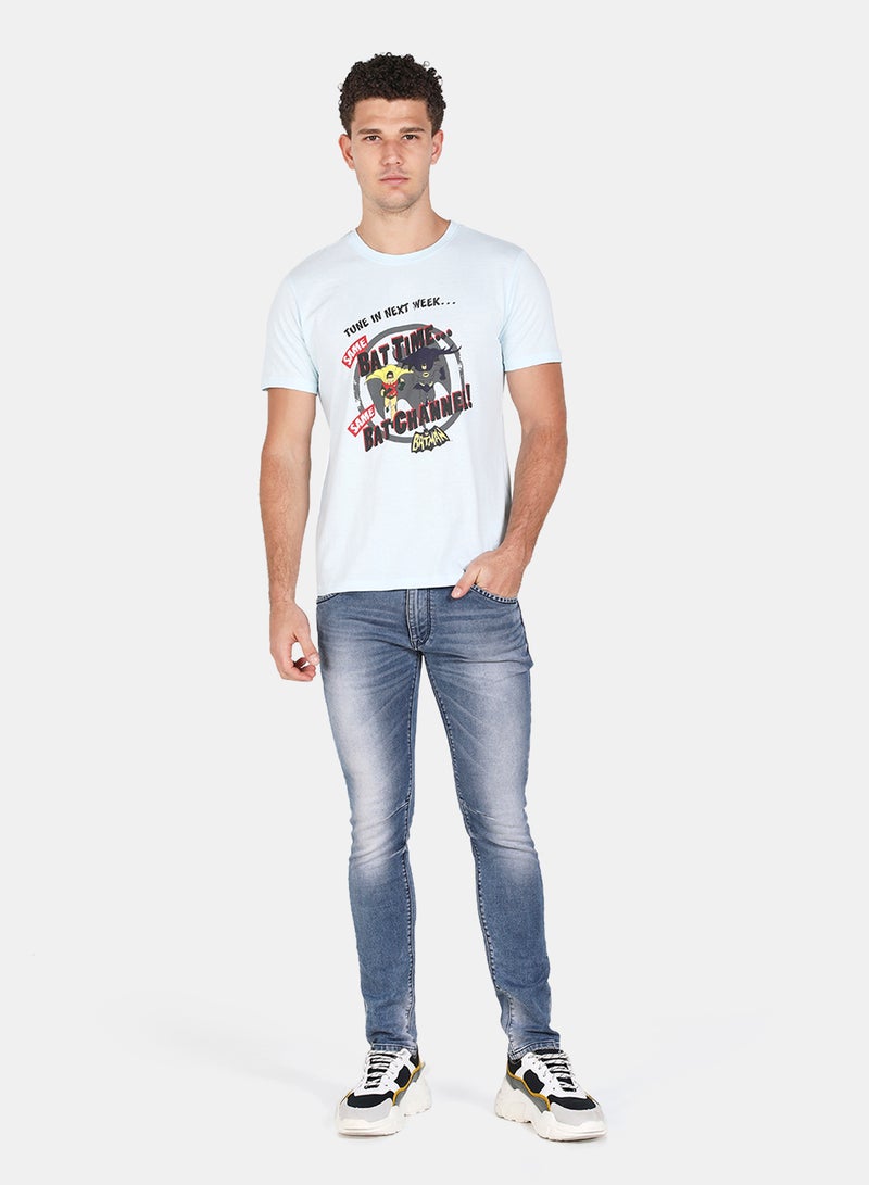 DRIP - Graphic Printed Crew Neck T-Shirt Very Light Blue - Image 1