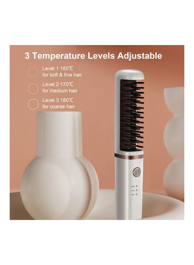 فرشاة فرد الشعر للنساء، فرشاة فرد الشعر بمنفذ يو اس بي، مشط فرد الشعر اللاسلكي مع خاصية مكافحة الحرق، 3 مستويات لدرجة الحرارة قابلة للتعديل بلون أبيض أبيض - Image 4