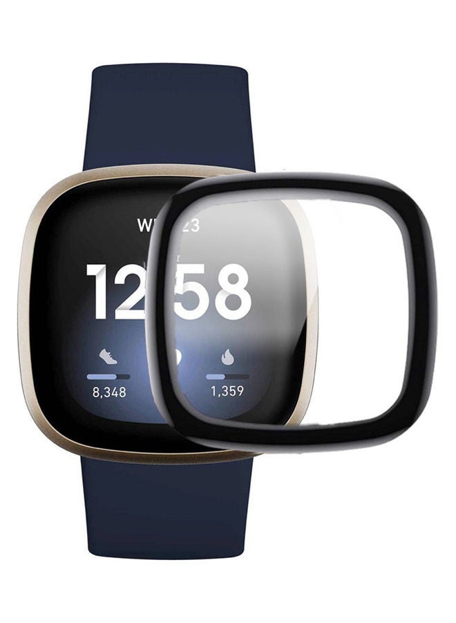 Perfii Full Coverage Curved Screen Protector For Fitbit Versa 3 Clear/Black  - Image 1