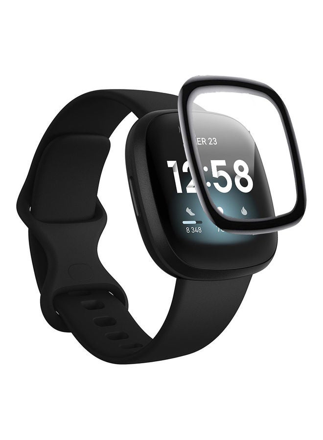 Perfii Full Coverage Curved Screen Protector For Fitbit Versa 3 Clear/Black  - Image 2