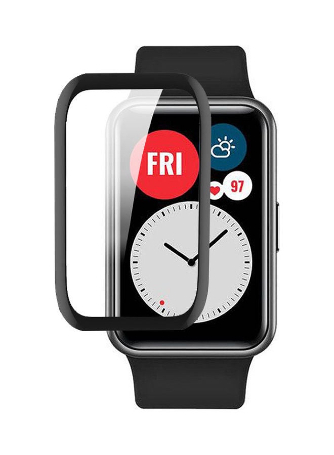 بيرفيي لاصقة حماية للشاشة بتصميم منحنٍ كامل التغطية لساعة هواوي شفاف/ أسود - Image 1