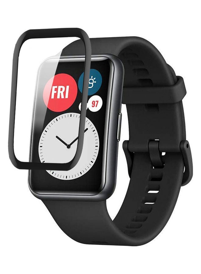 بيرفيي لاصقة حماية للشاشة بتصميم منحنٍ كامل التغطية لساعة هواوي شفاف/ أسود - Image 2