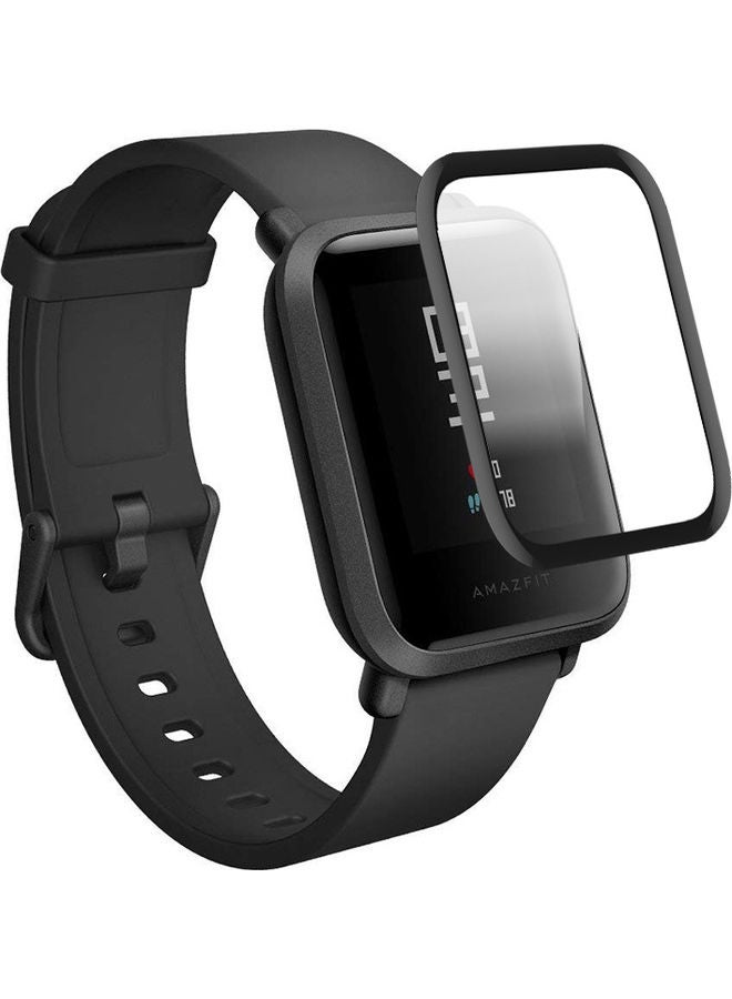 Perfii Curved Screen Protector For Amazfit Bip GPS Smartwatch Clear/Black - Image 2