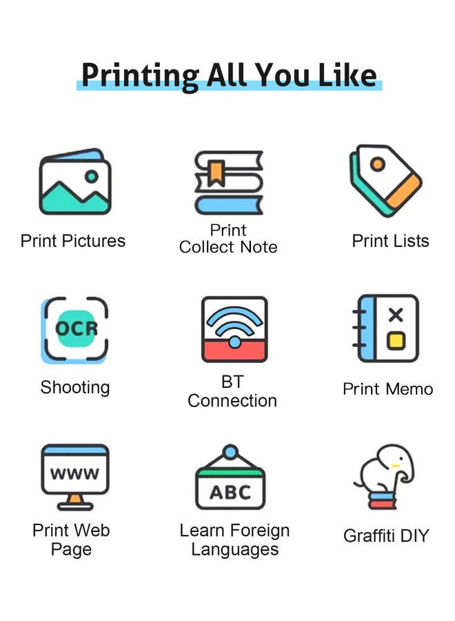 Generic - Multi-Functional Portable Instant Mini Printer White/Blue - Image 1