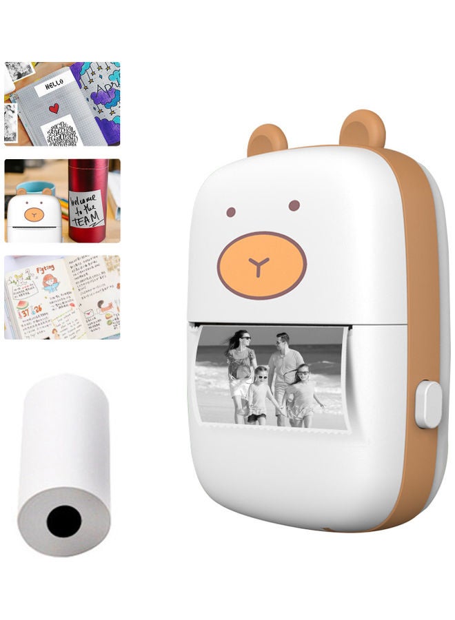 Portable Mini Pocket Photo Printer White/Brown
