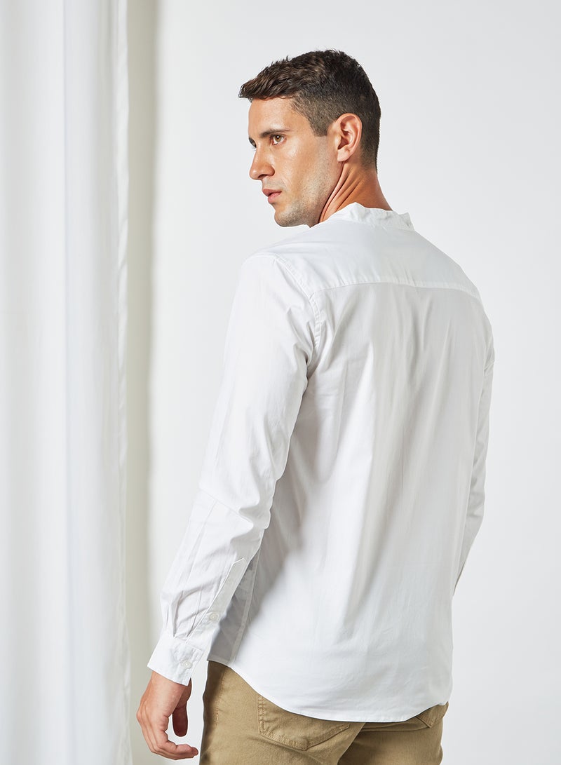 Mandarin Collar Stretch Shirt White - v1629786516/N45026762V_3