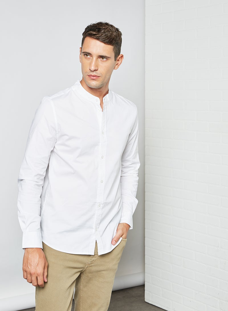 Mandarin Collar Stretch Shirt White - v1629786517/N45026762V_4