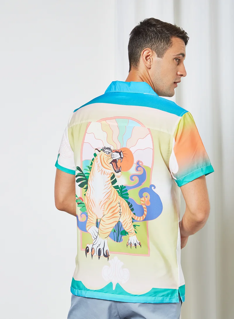 STATE 8 Colourblock Short Sleeve Shirt Multicolour