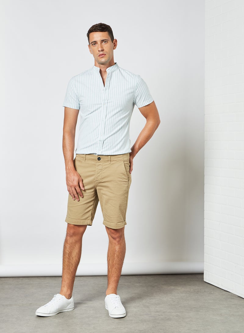 STATE 8 - Mandarin Collar Shirt sky blue base/white - Image 1
