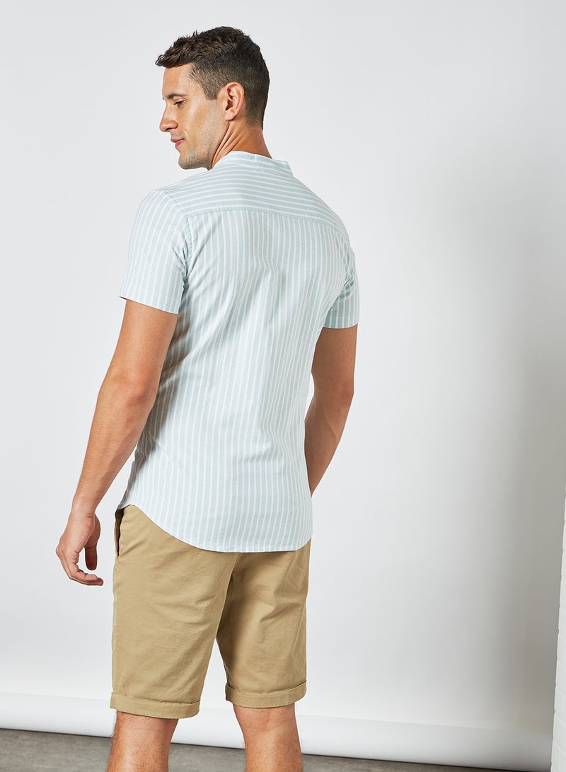 STATE 8 - Mandarin Collar Shirt sky blue base/white - Image 1
