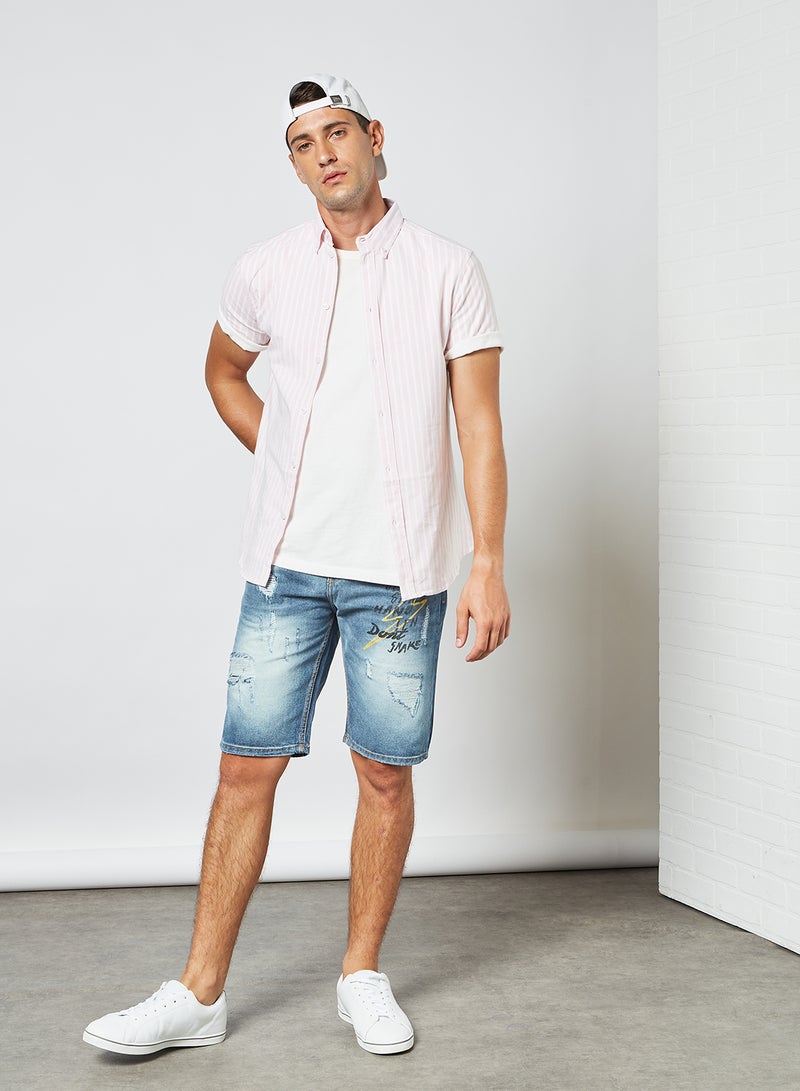 STATE 8 Striped Button Down Shirt Pale Pink - Image 2