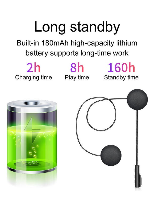 Wireless Headphones with Mic for Motorcycle Helmet Black - Image 3