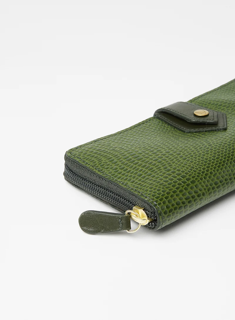 Hidesign Hong Kong Zip Around Wallet Green