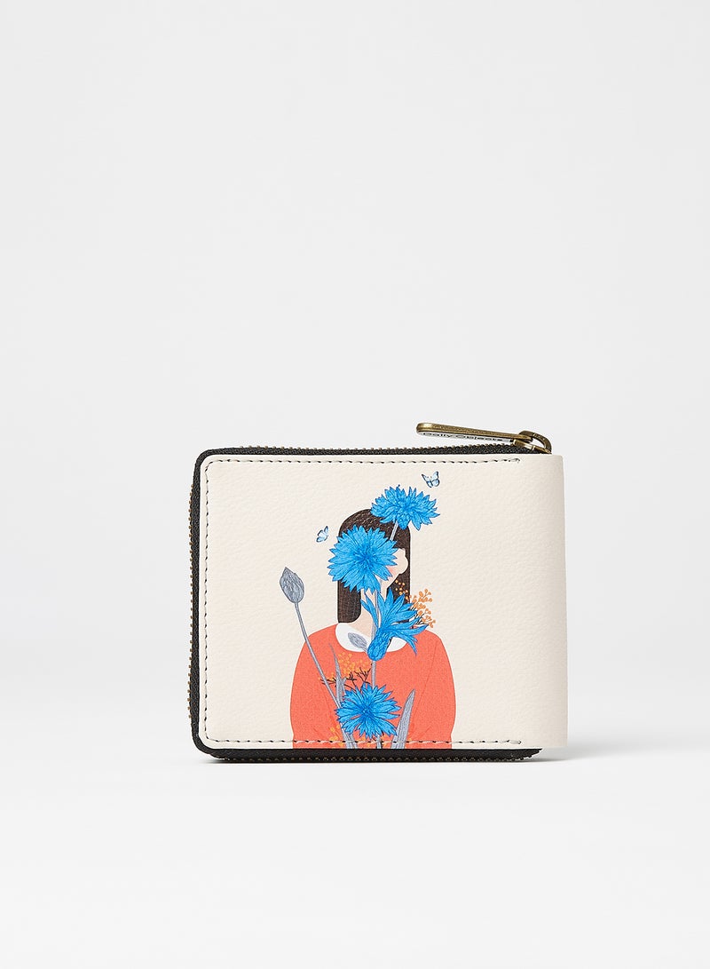 DailyObjects Cornflower Blooms Zip Wallet Ivory Multi  - Image 2