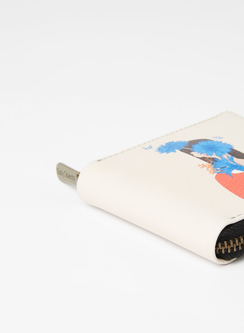 DailyObjects Cornflower Blooms Zip Wallet Ivory Multi  - Image 3