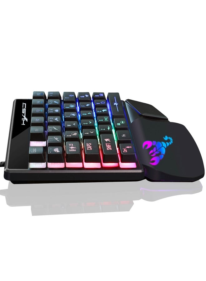 إتش إكس إس جيه V400 لوحة مفاتيح ألعاب بيد واحدة 35 مفتاح وماوس ألعاب RGB A904 - Image 2