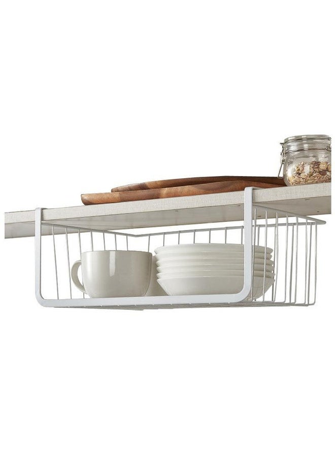 إيست ليدي سلة تخزين معدنية توضع أسفل الرف للتنظيم أبيض 32.5x12.5x12.5سم - Image 3